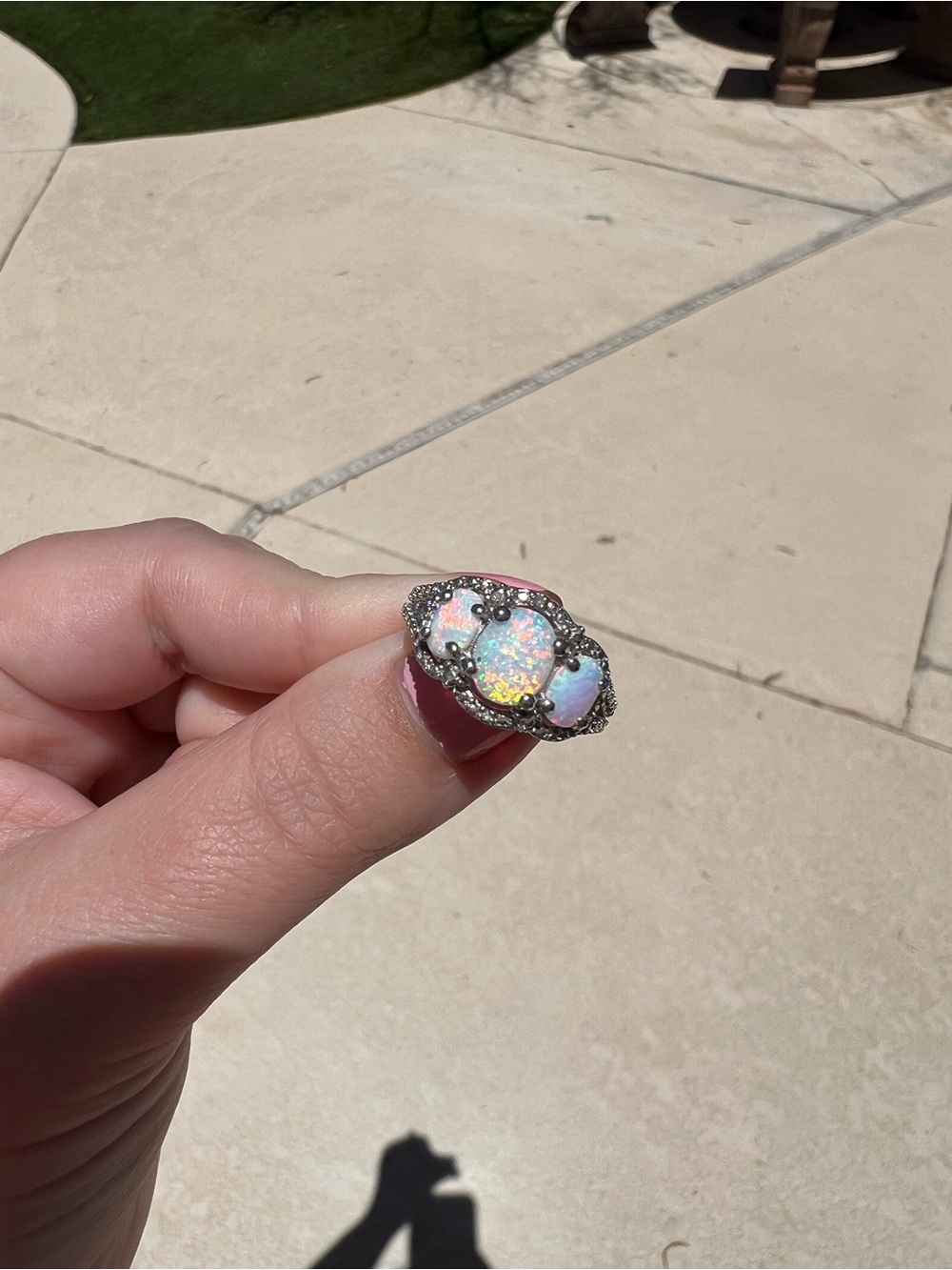 Opal Triple-Stone Diamond accent ringCocktail Ring